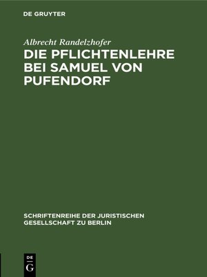 cover image of Die Pflichtenlehre bei Samuel von Pufendorf